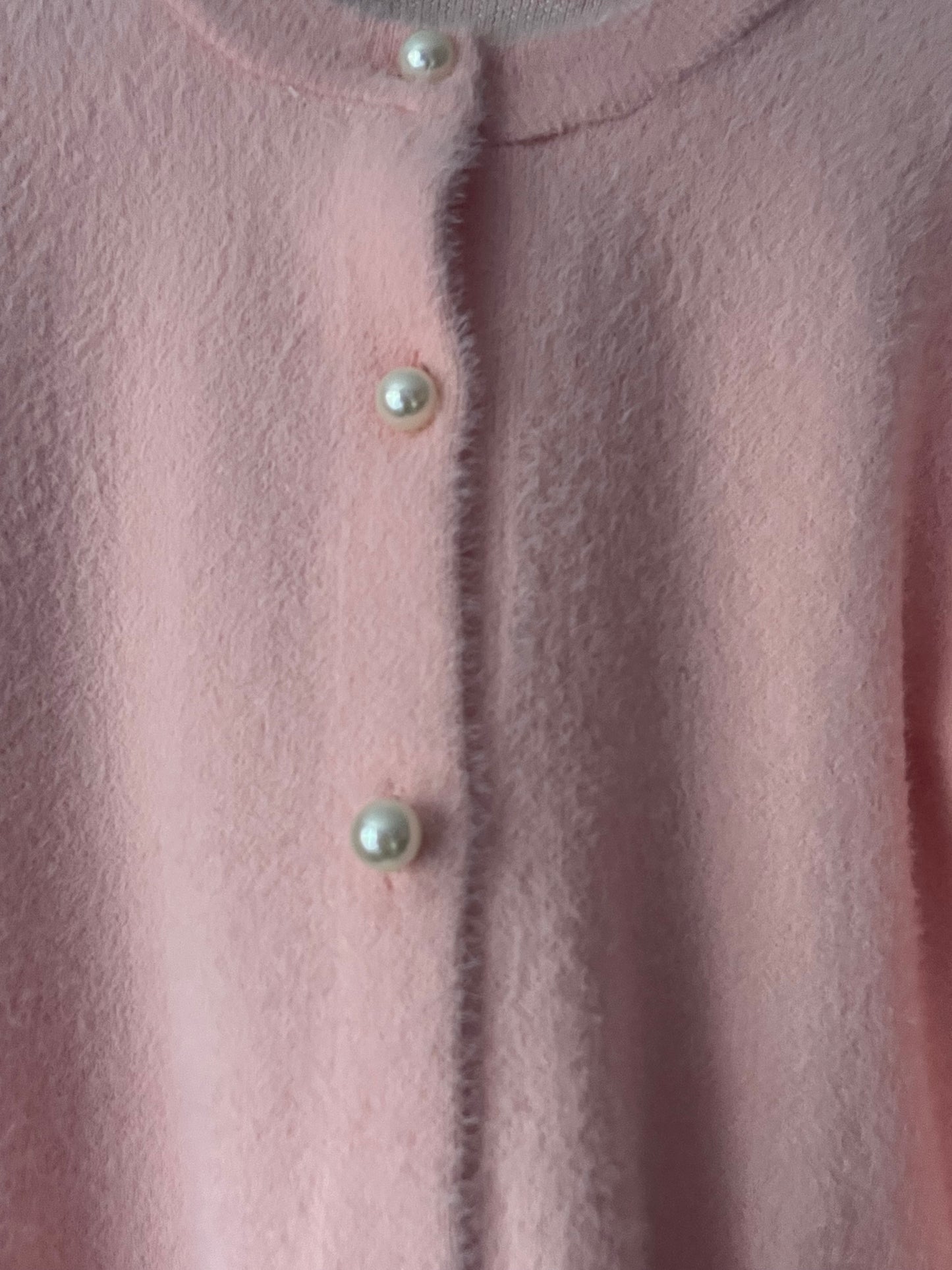 Women’s fluffy pearl button cardigan- one size 8-14