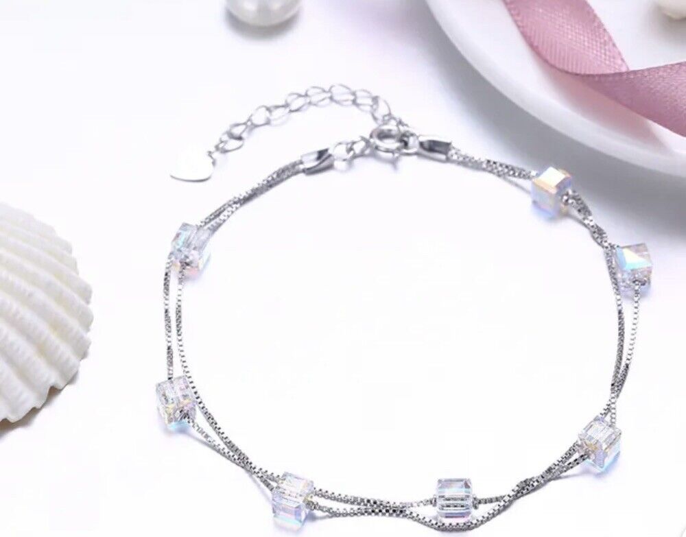 Square Silver Bracelet With Gift Box