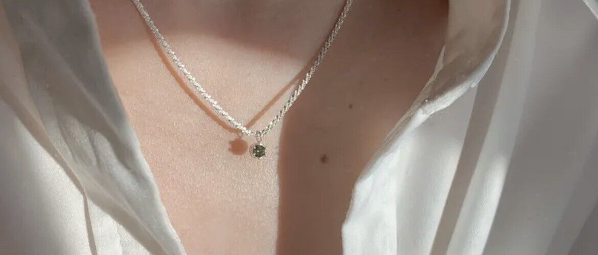 Women Round Silver Pendant Necklace