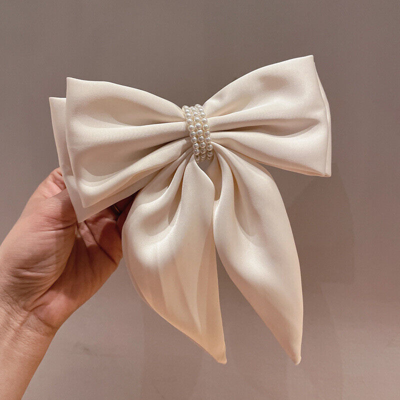 Bow Ribbon pearl Satin Hair Clip