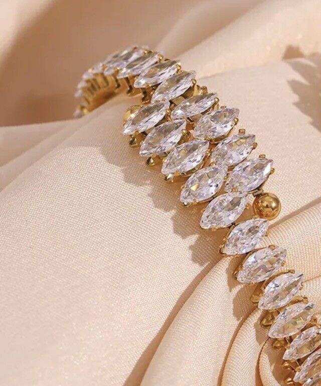 Cubic Zirconia Adjustable Cuff Bracelet