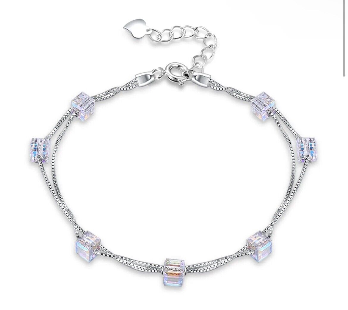 Square Silver Bracelet With Gift Box