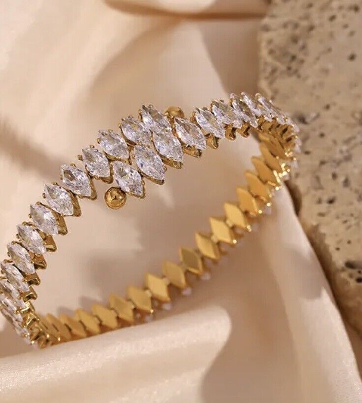 Cubic Zirconia Adjustable Cuff Bracelet