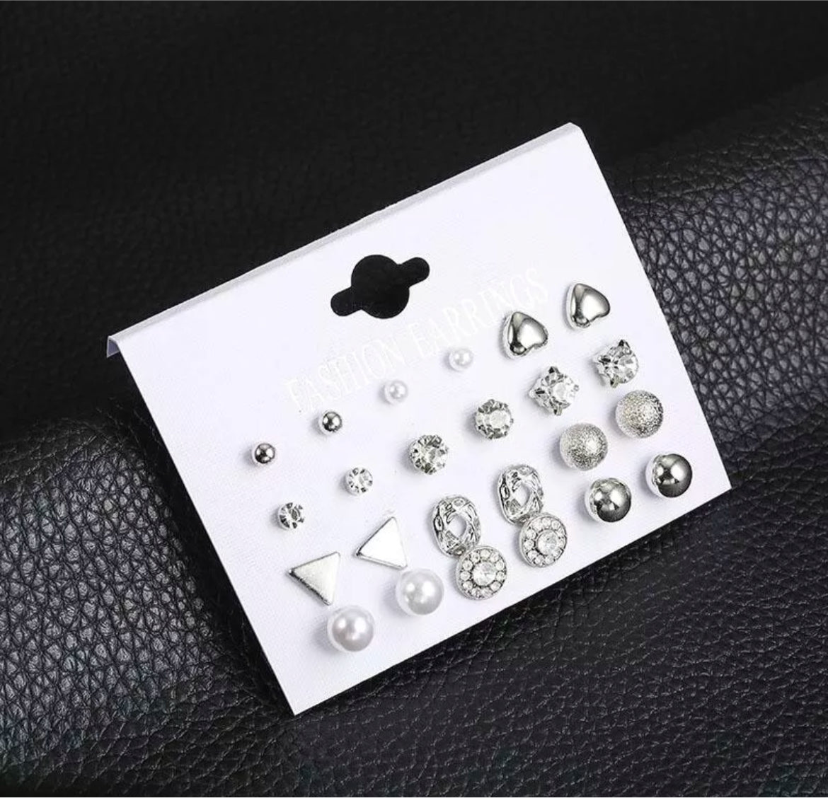 12 Pairs Earrings silver Multipack Set