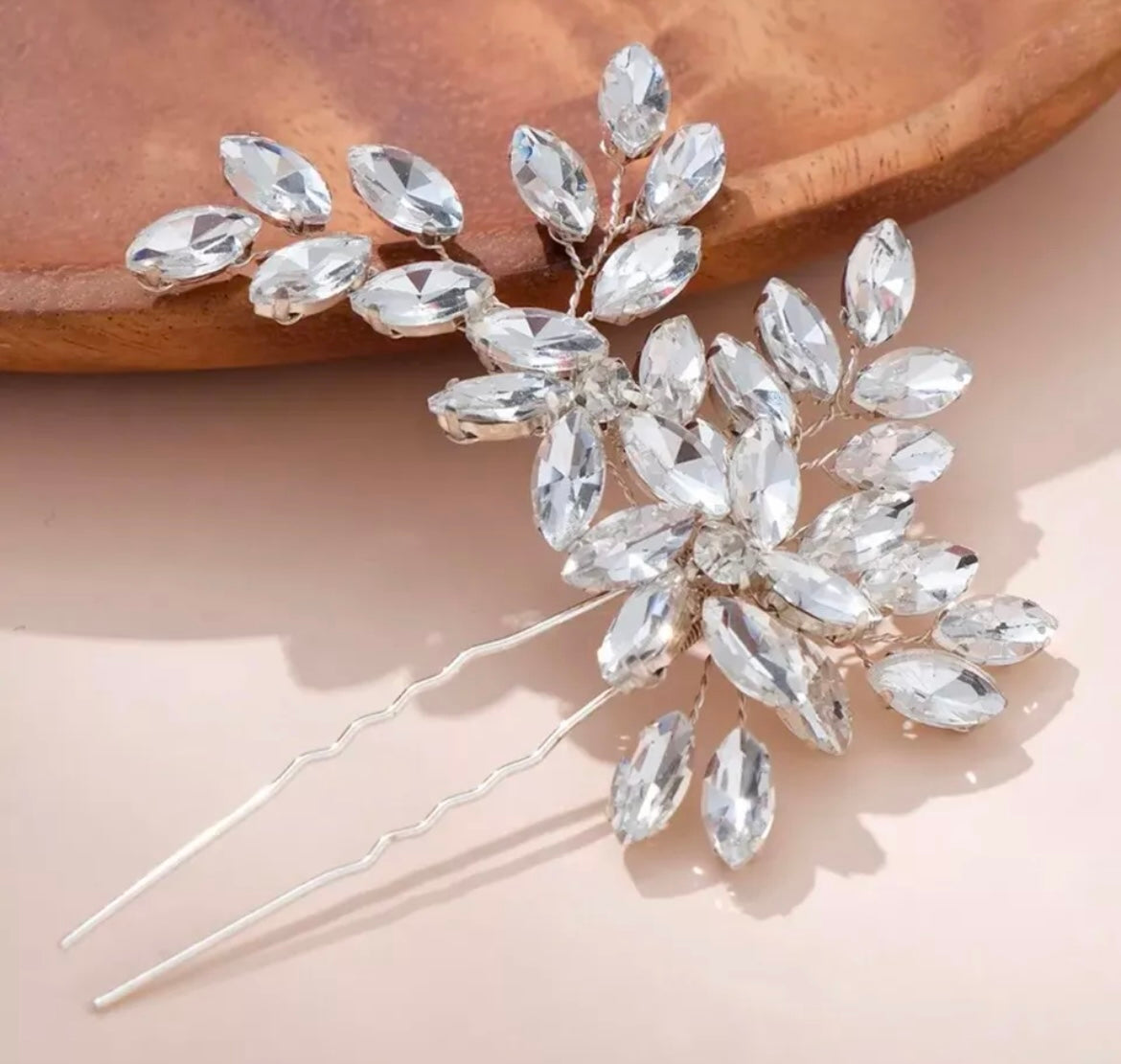 Bridal Rhinestone Diamante Pearl Silver Comb