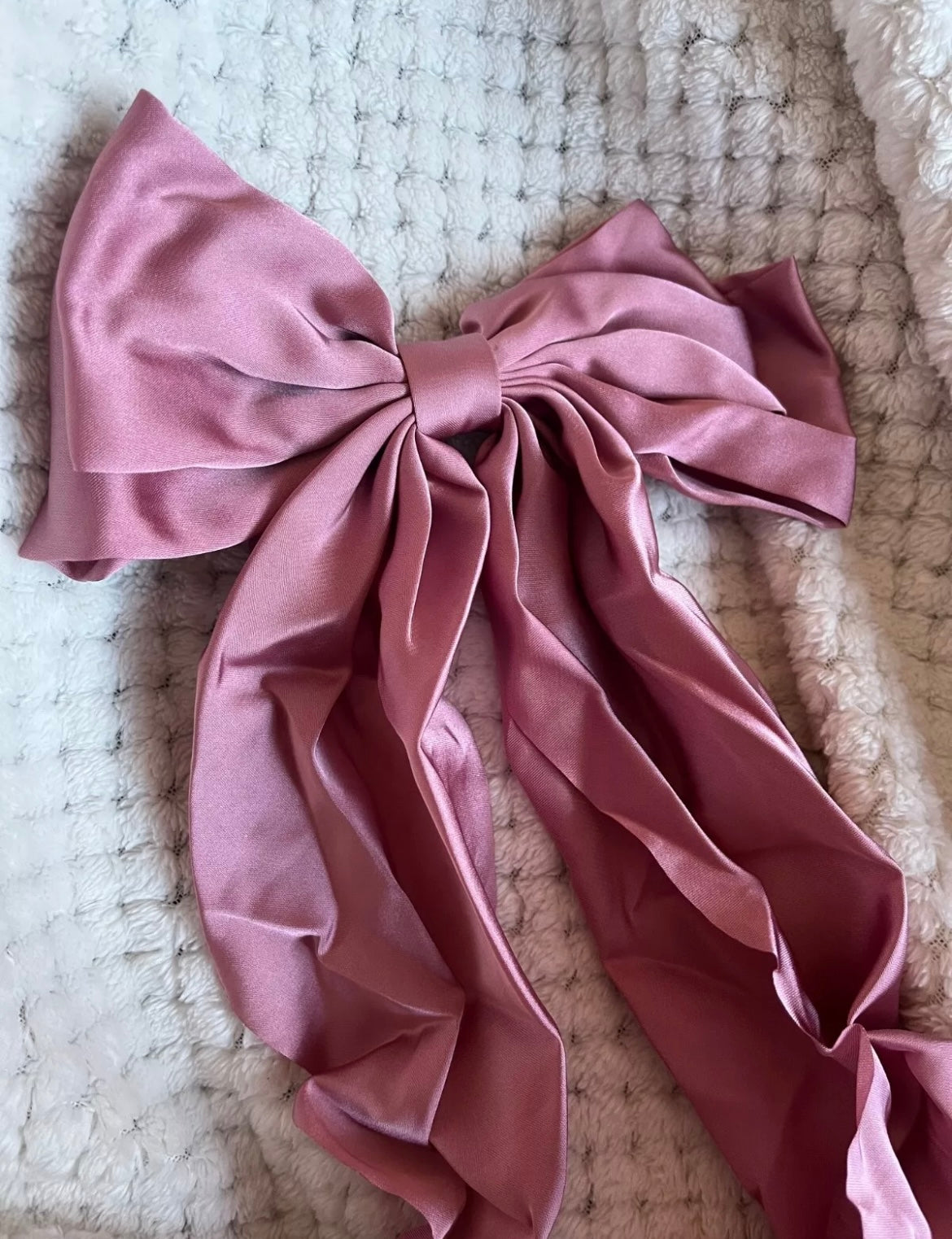 Large long Satin Bow Ribbon Hair Clip
