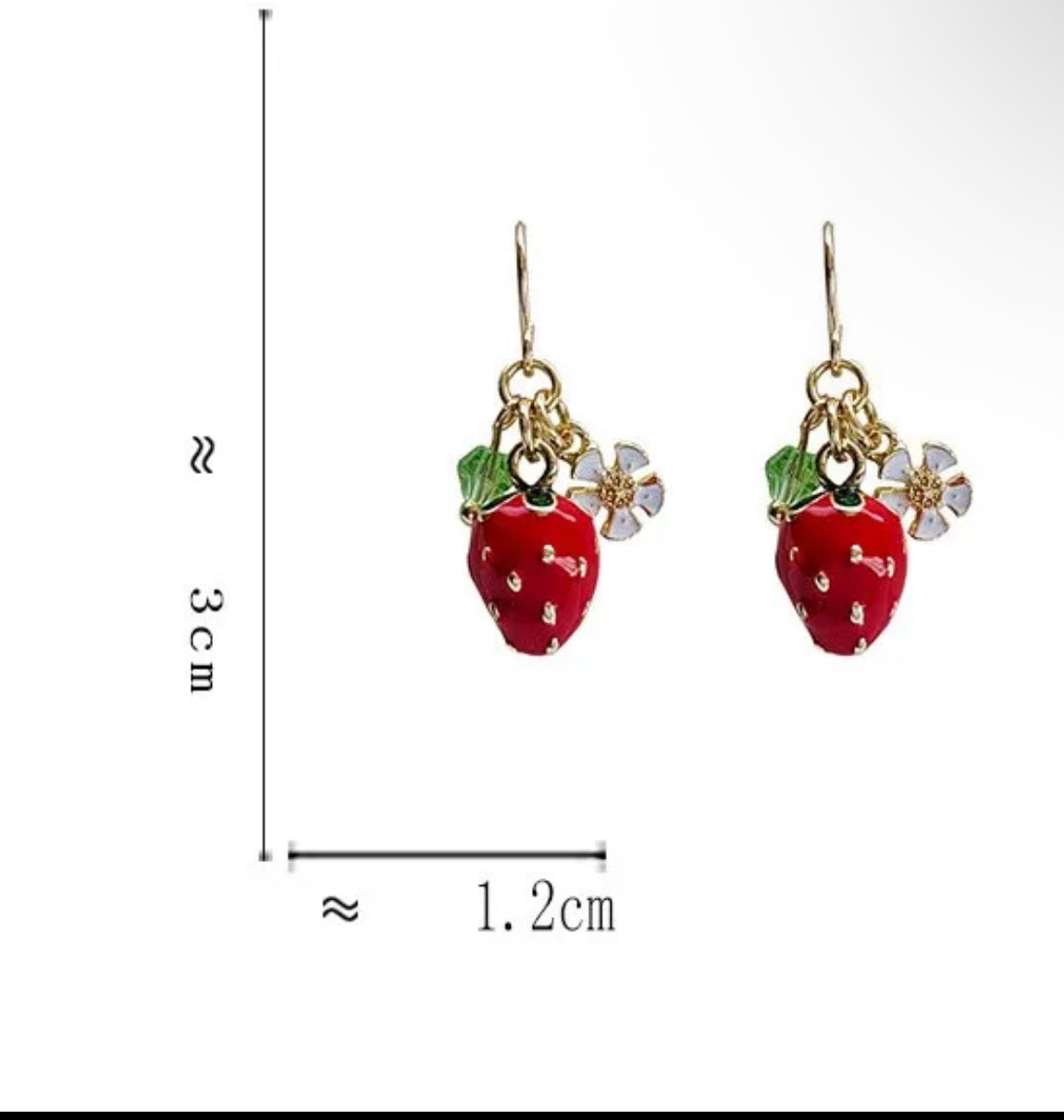 Strawberry Fruit Flower Drop Earrings