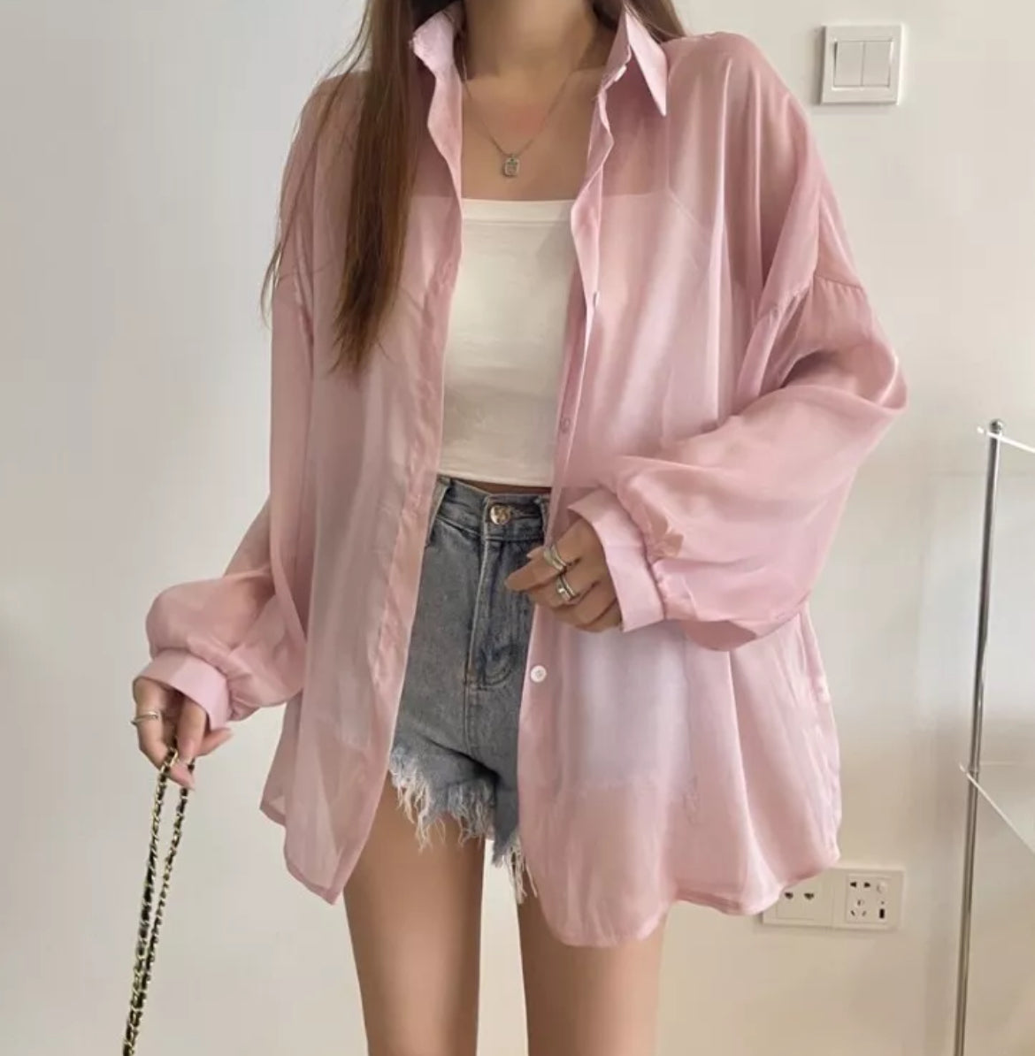 Sheer button shirt blouse
