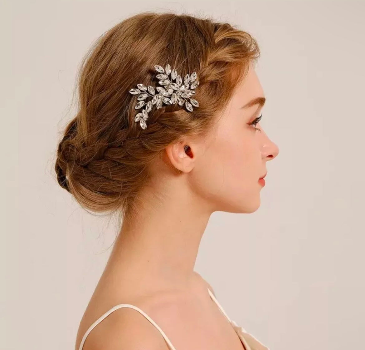 Bridal Rhinestone Diamante Pearl Silver Comb