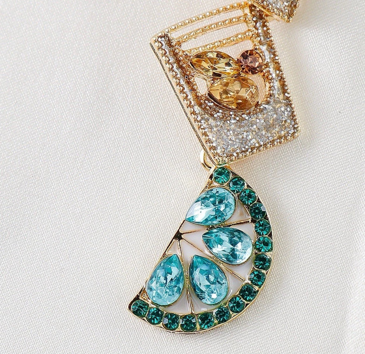 Geometric Cocktail Drink Drop Earrings