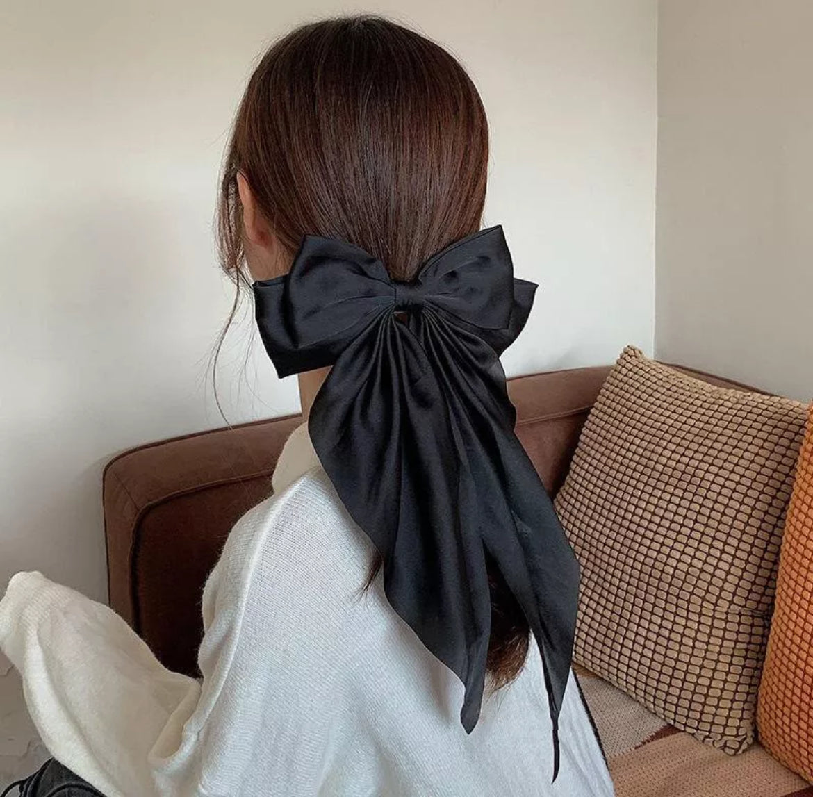 Large long Satin Bow Ribbon Hair Clip