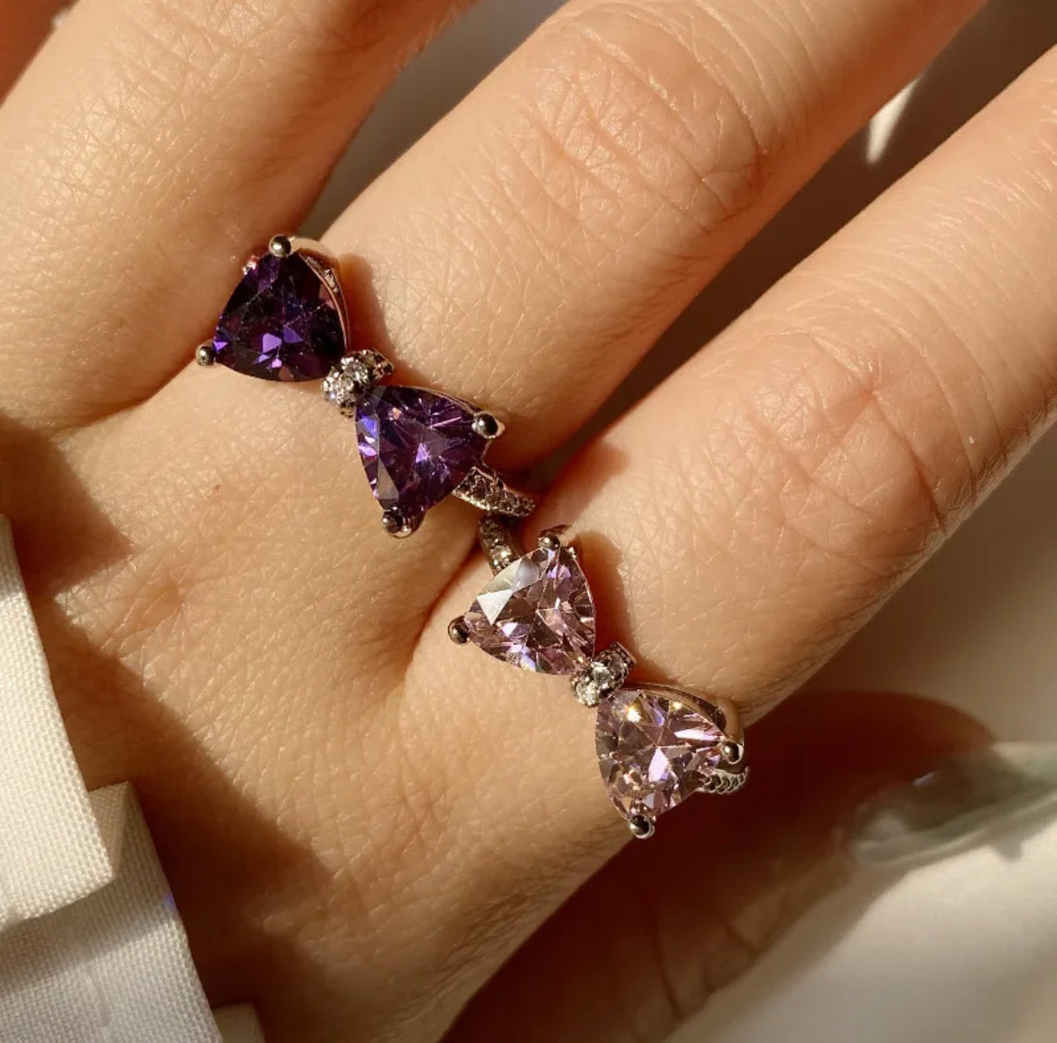 Purple Bow adjustable ring