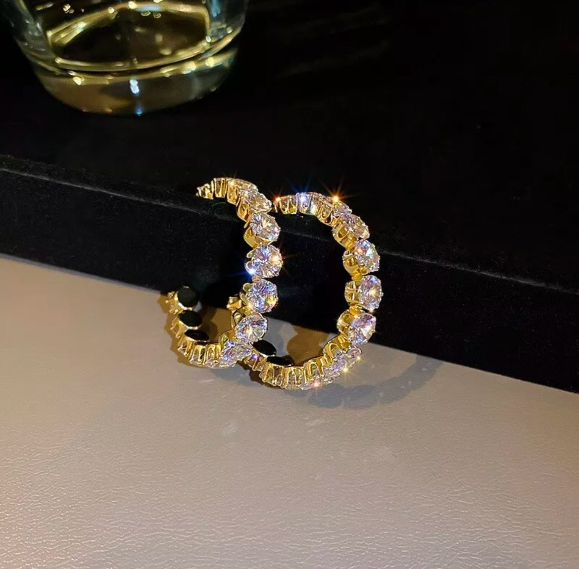 Round Hoops Crystal Rhinestone Earrings
