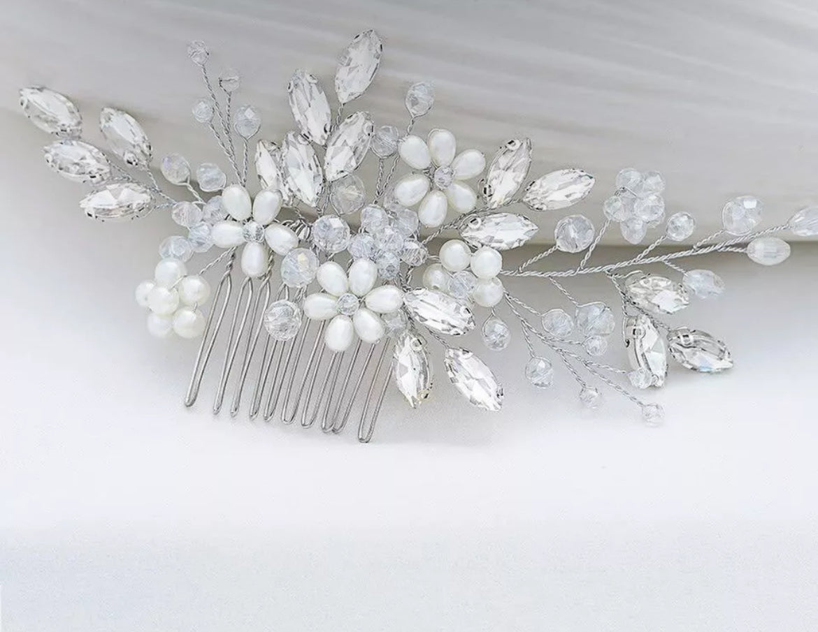 Wedding Flower Pearl Bridal Hair Comb