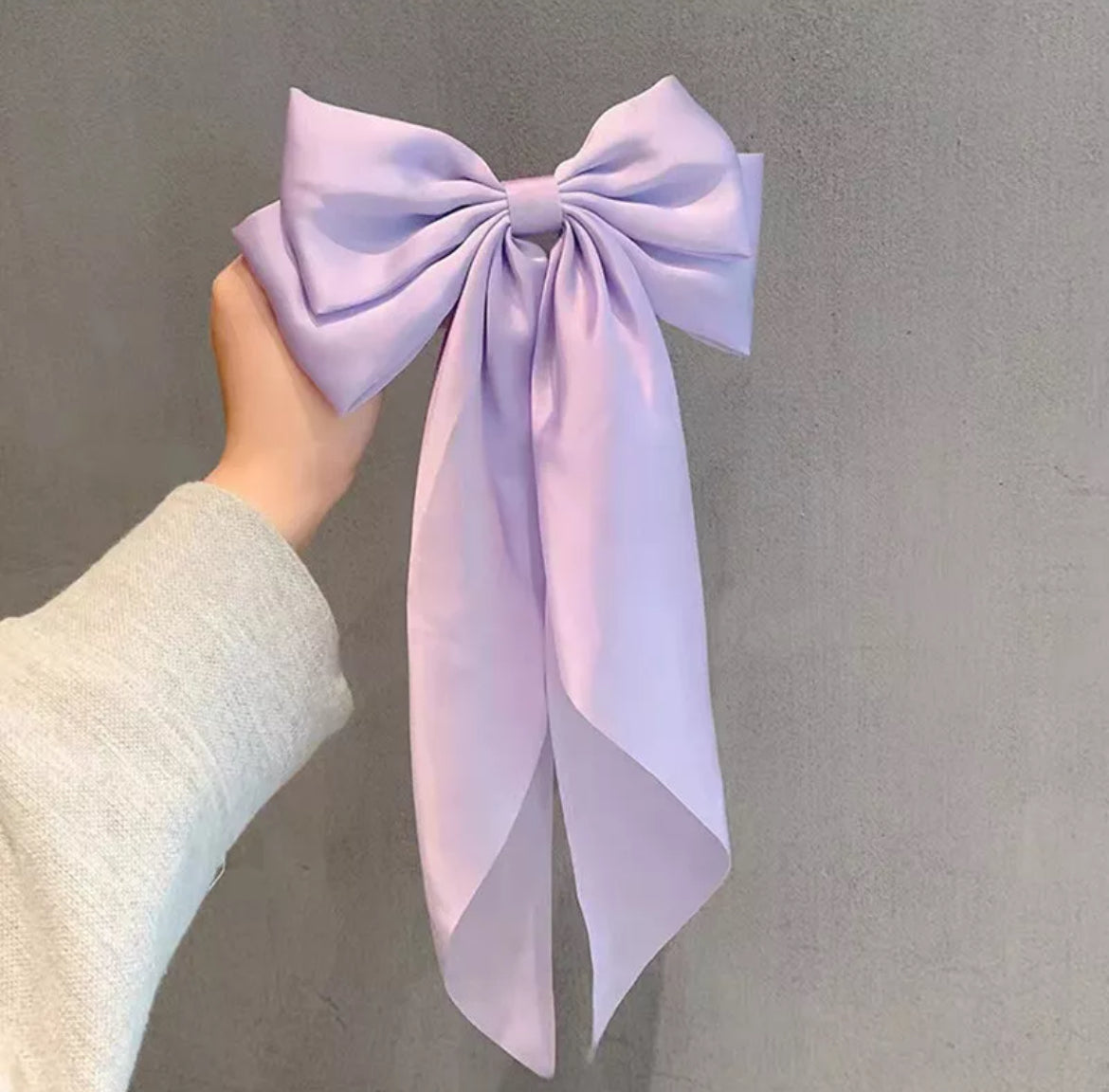 Large long Satin Bow Ribbon Hair Clip