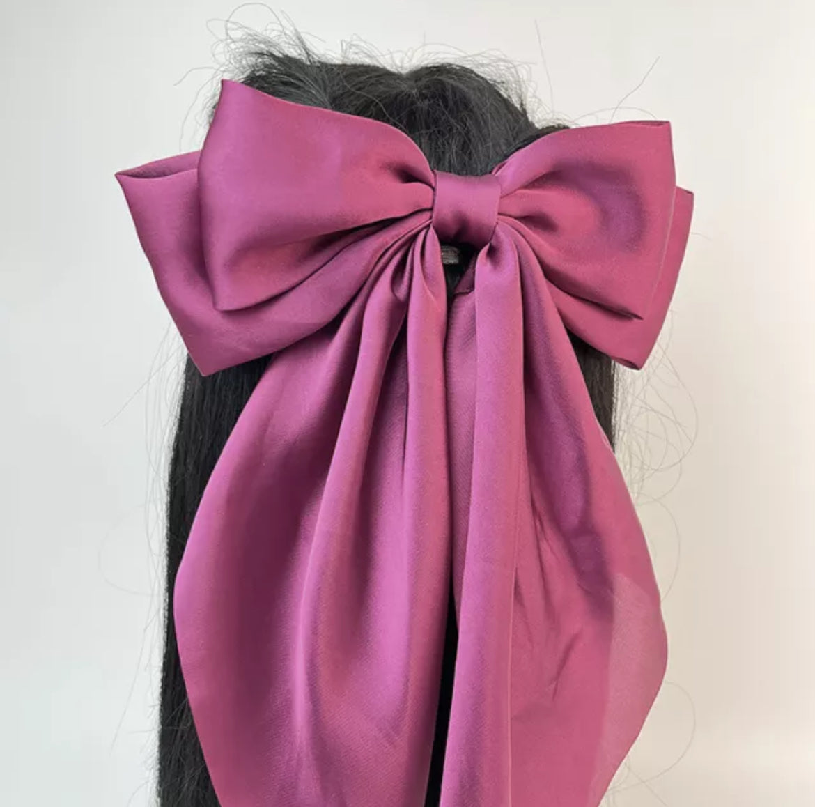 Large long Satin Bow Ribbon Hair Clip