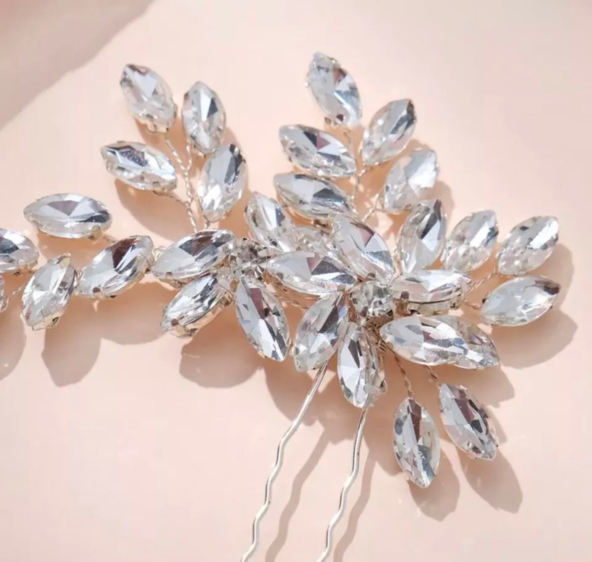 Bridal Rhinestone Diamante Pearl Silver Comb