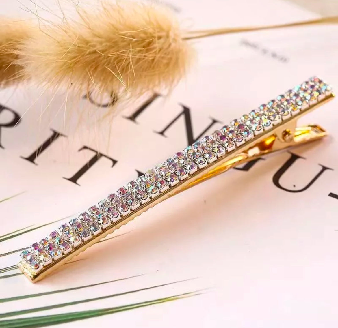 Gold Crystal Rhinestone Hair Clips