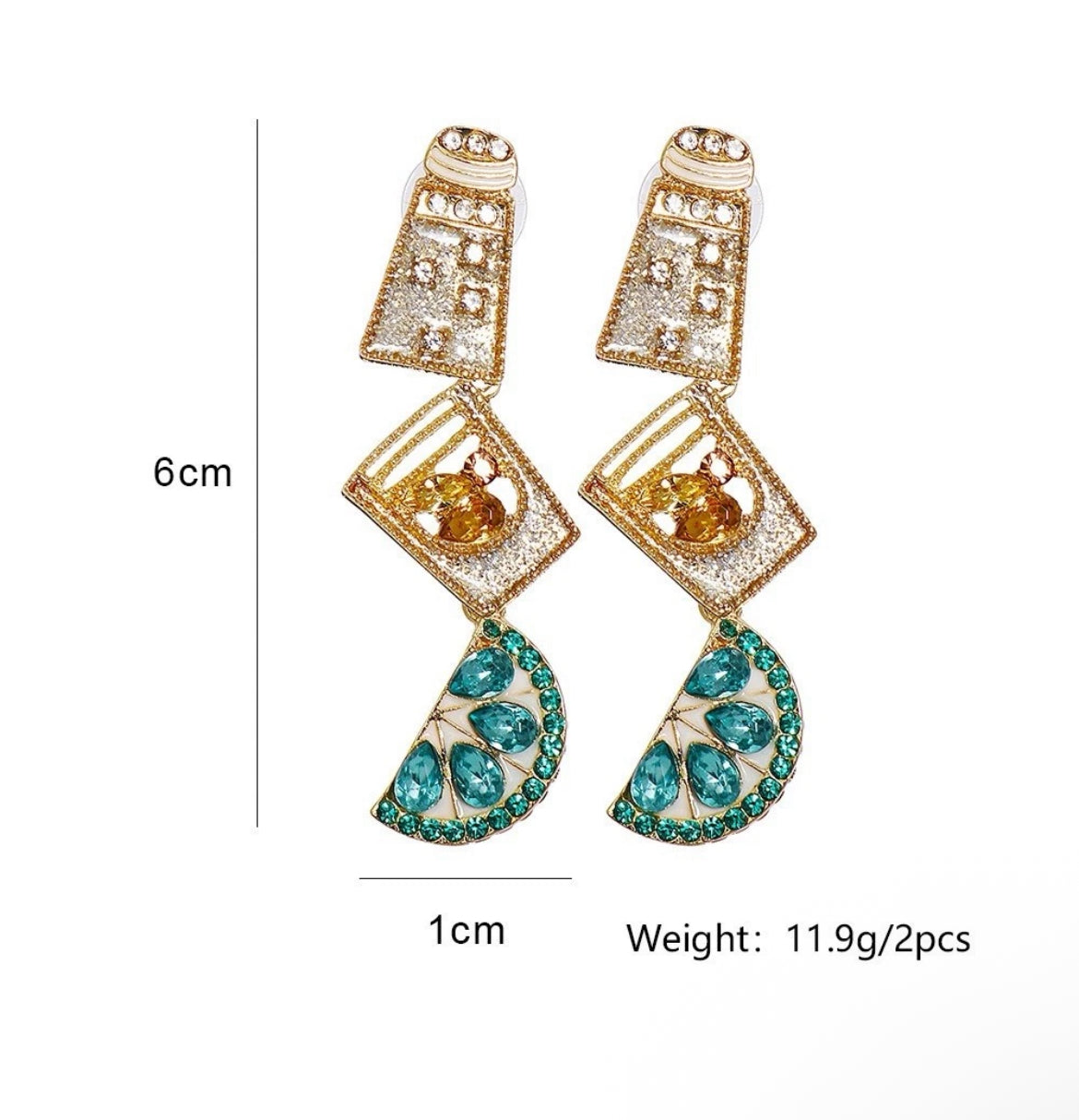 Geometric Cocktail Drink Drop Earrings