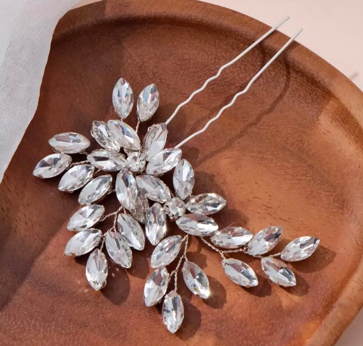 Bridal Rhinestone Diamante Pearl Silver Comb