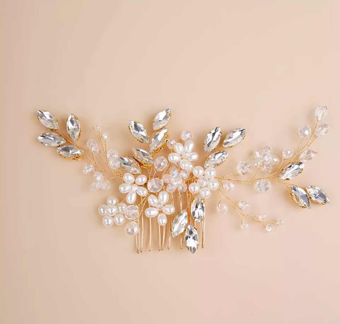 Wedding Flower Pearl Bridal Hair Comb