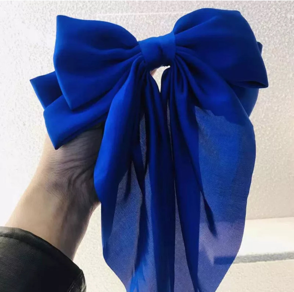 Large long Satin Bow Ribbon Hair Clip