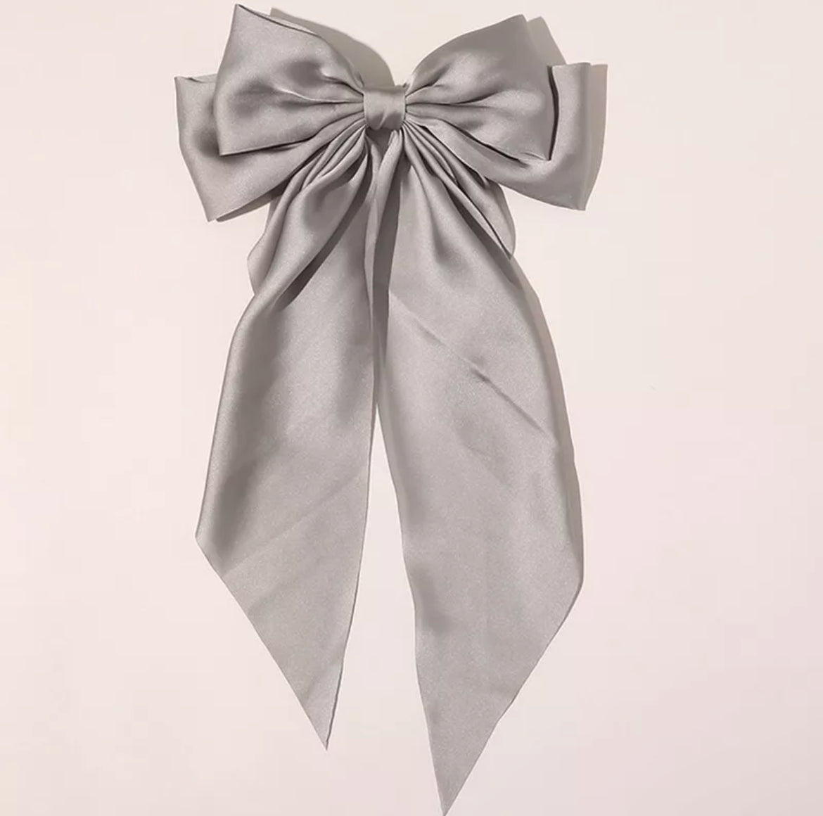 Large long Satin Bow Ribbon Hair Clip