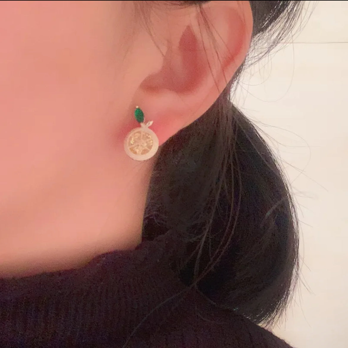 Lemon Rhinestone Stud Earrings