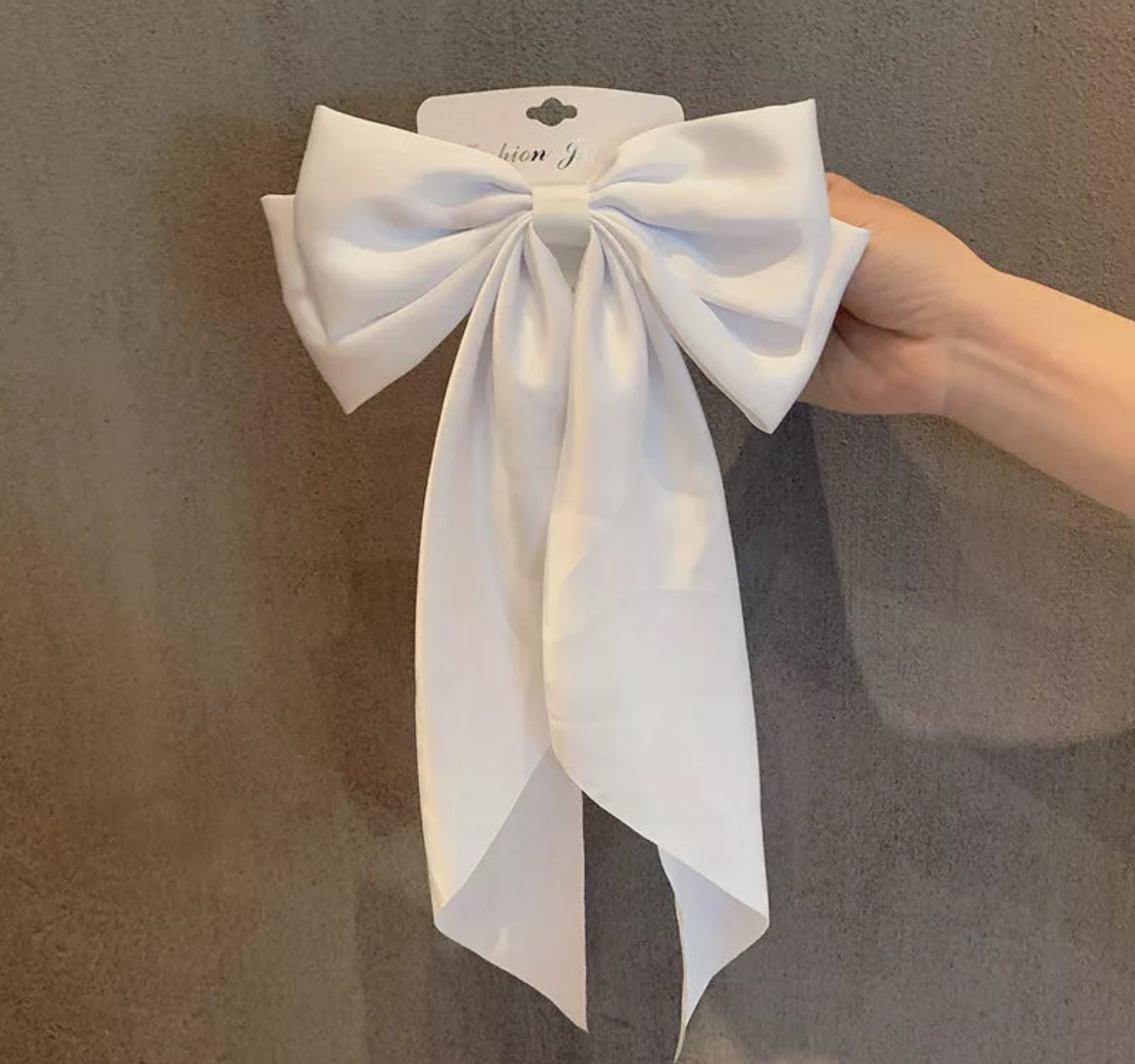 Large long Satin Bow Ribbon Hair Clip