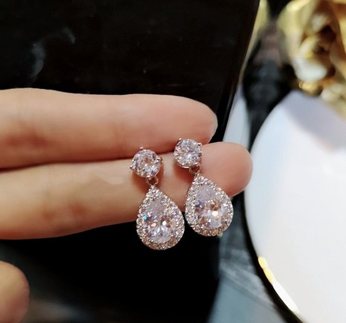 Pear Drop Earrings Cubic Zirconia