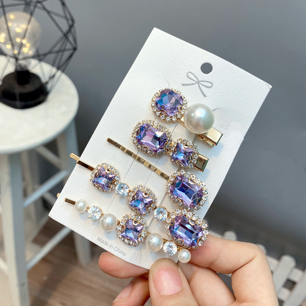 Rhinestone Pearl Hair accessories Bobby Pins Clips 5 PCS
