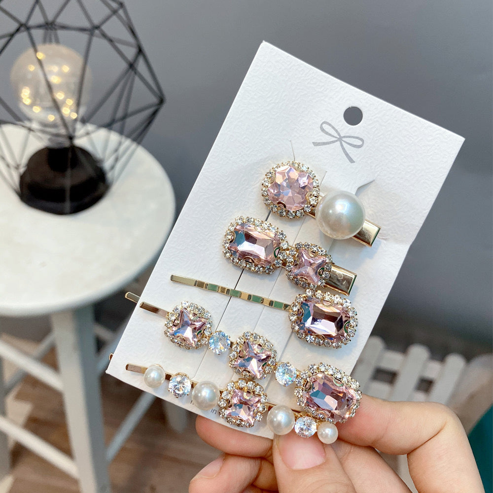 Rhinestone Pearl Hair accessories Bobby Pins Clips 5 PCS