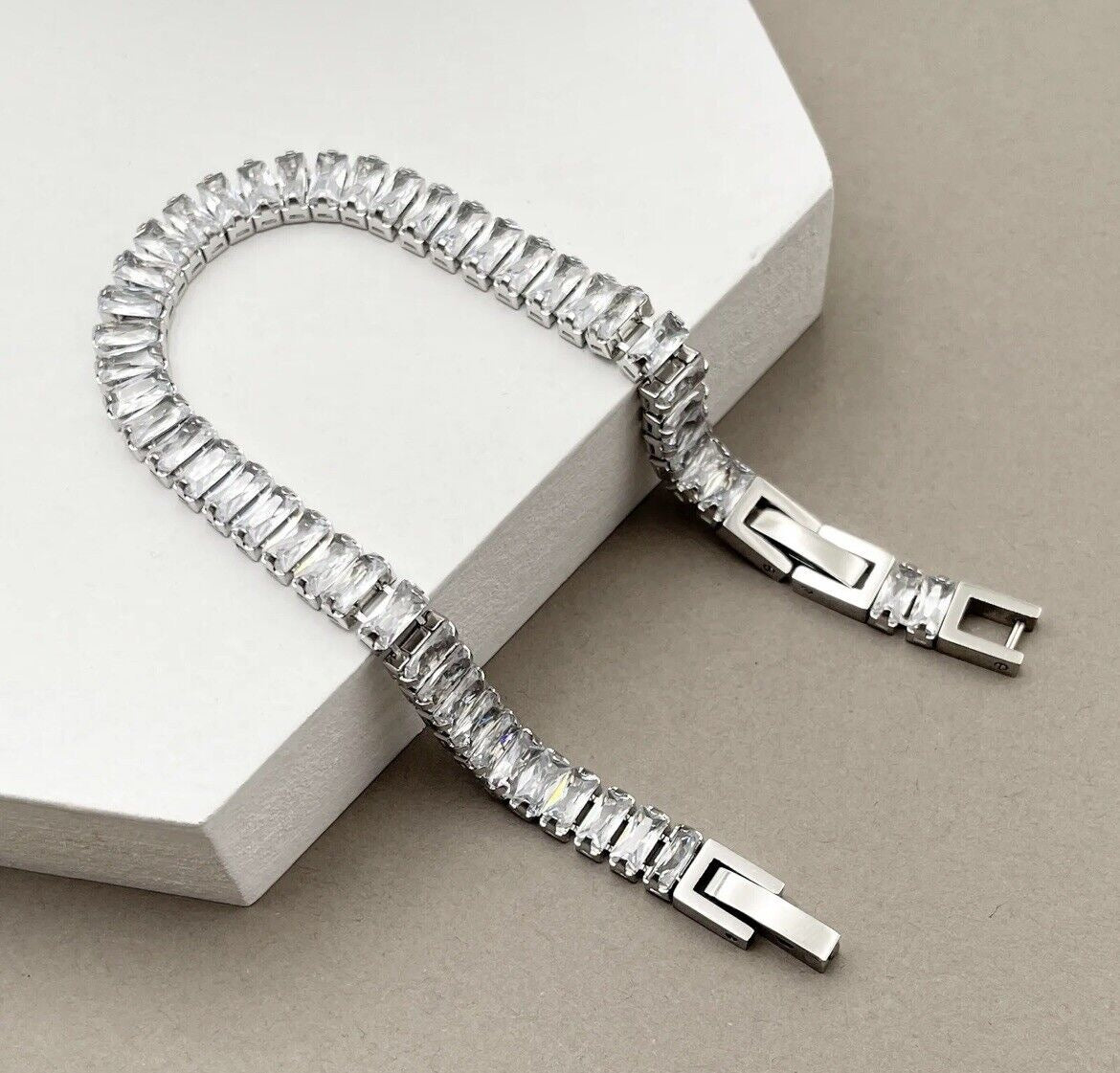 Baguette Cubic Zirconia Tennis Bracelet