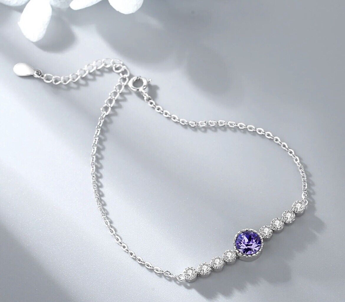 Round Silver Crystal Bracelet