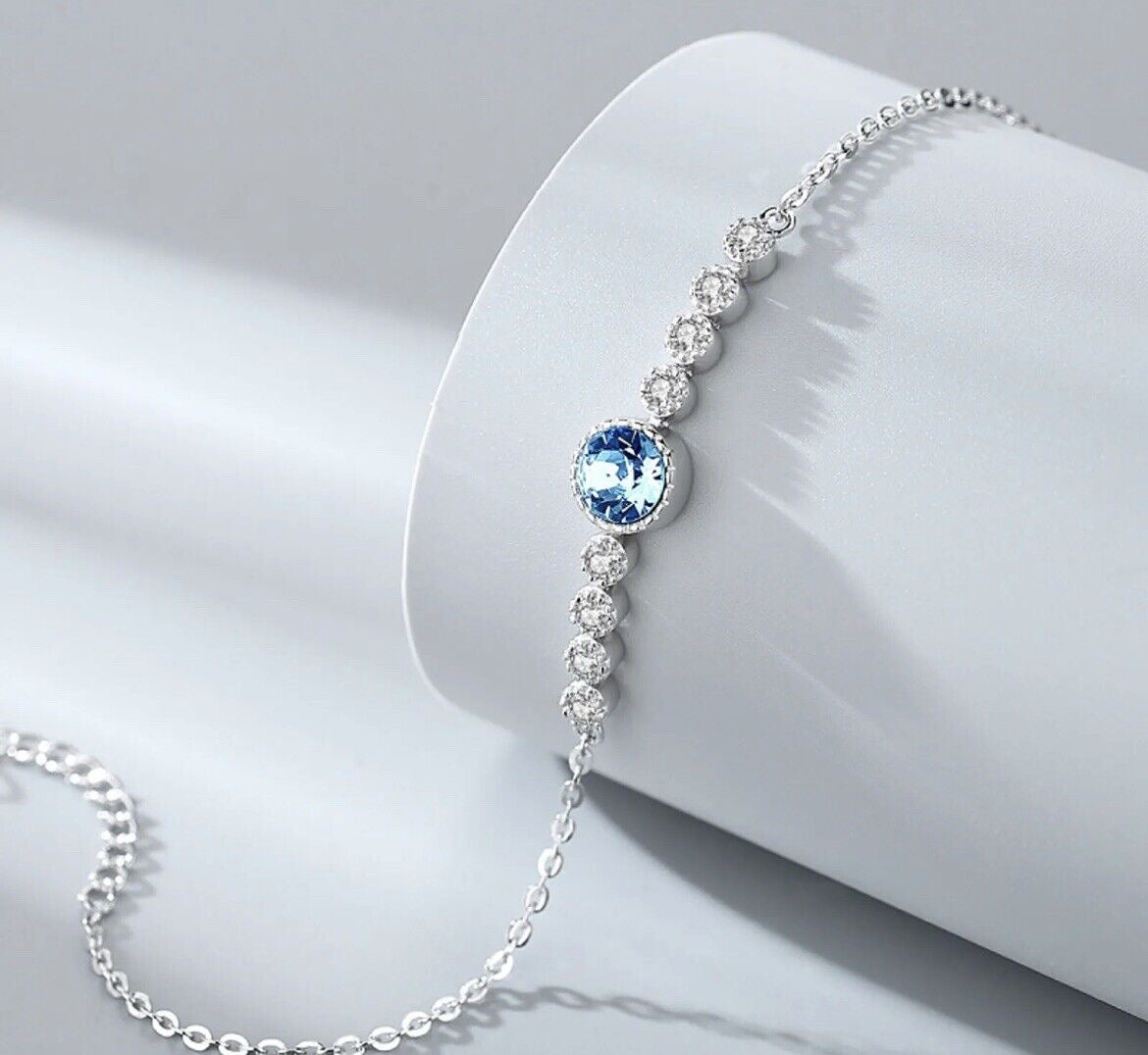 Round Silver Crystal Bracelet
