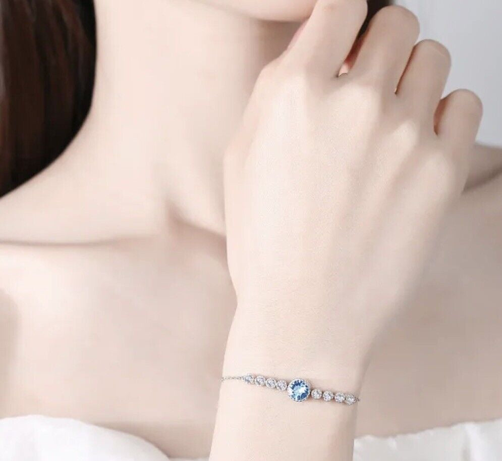Round Silver Crystal Bracelet