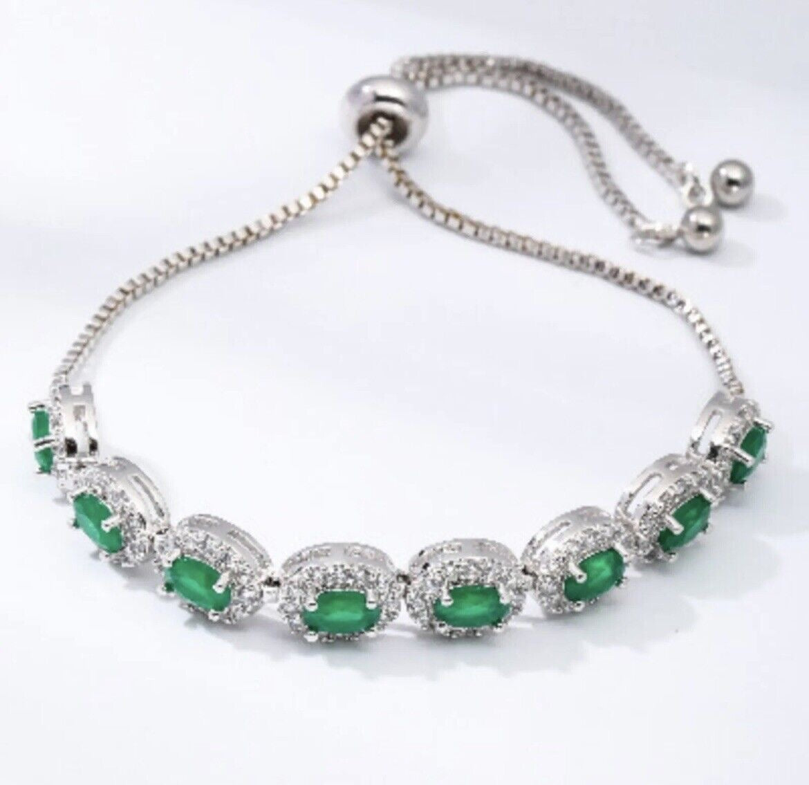 Cubic Zirconia Oval Adjustable Bracelet