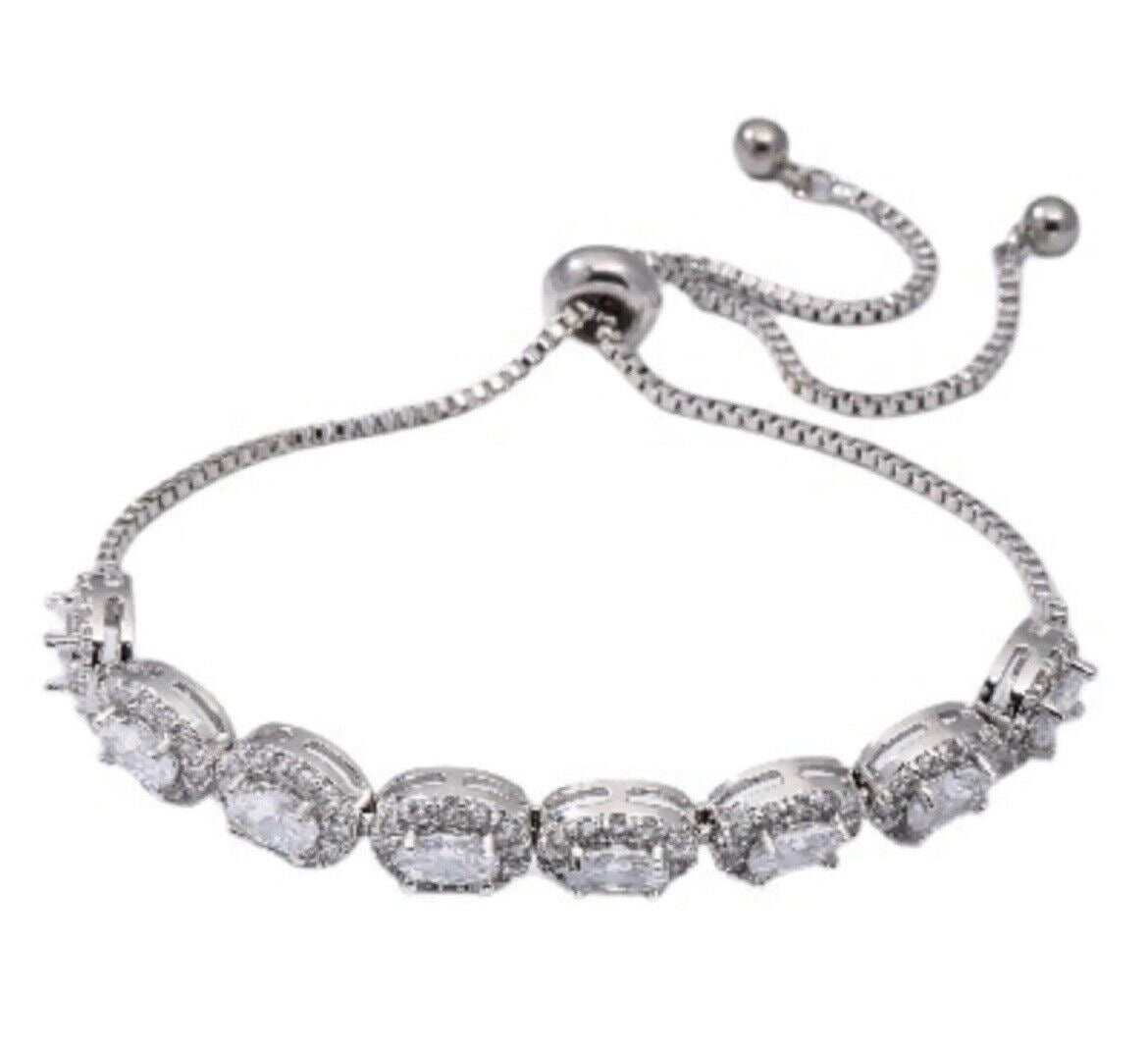 Cubic Zirconia Oval Adjustable Bracelet