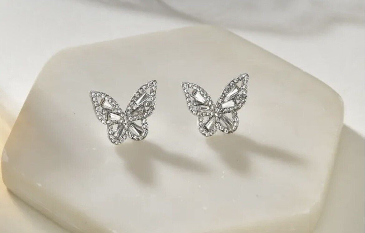 Butterfly Crystal Diamond Stud Earrings