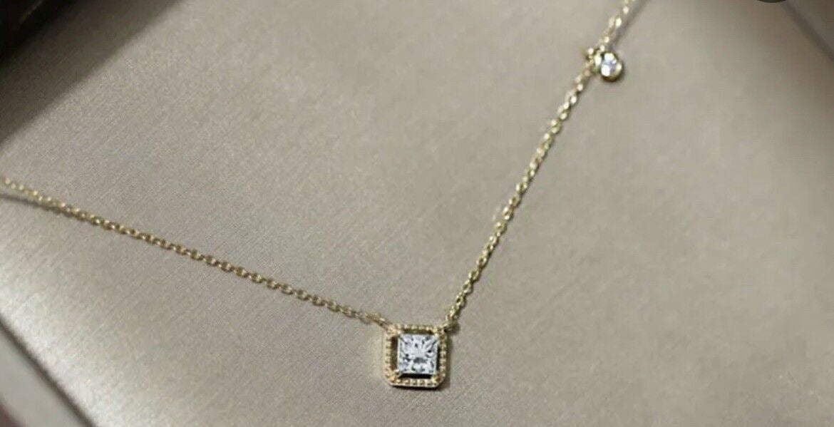 Women’s Square Gold Pendant Necklace With Gift Box