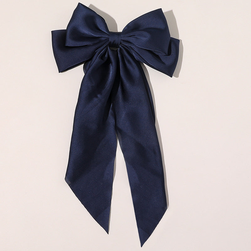Large long Satin Bow Ribbon Hair Clip