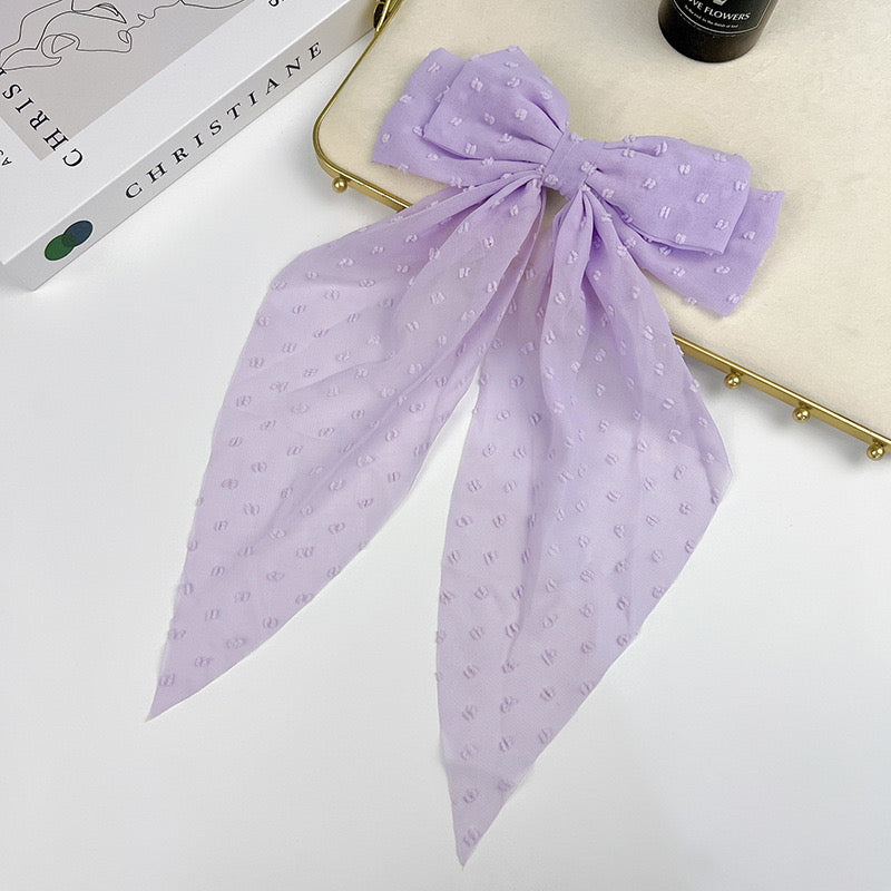 Polka dot bow chiffon hair clip