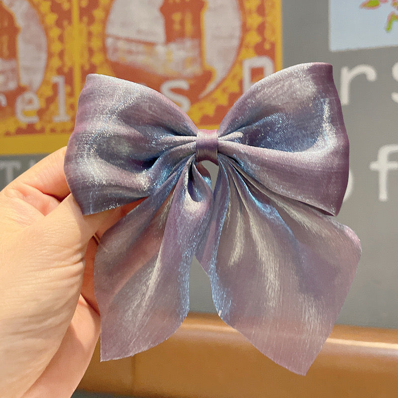Shiny shimmer bow hair clip