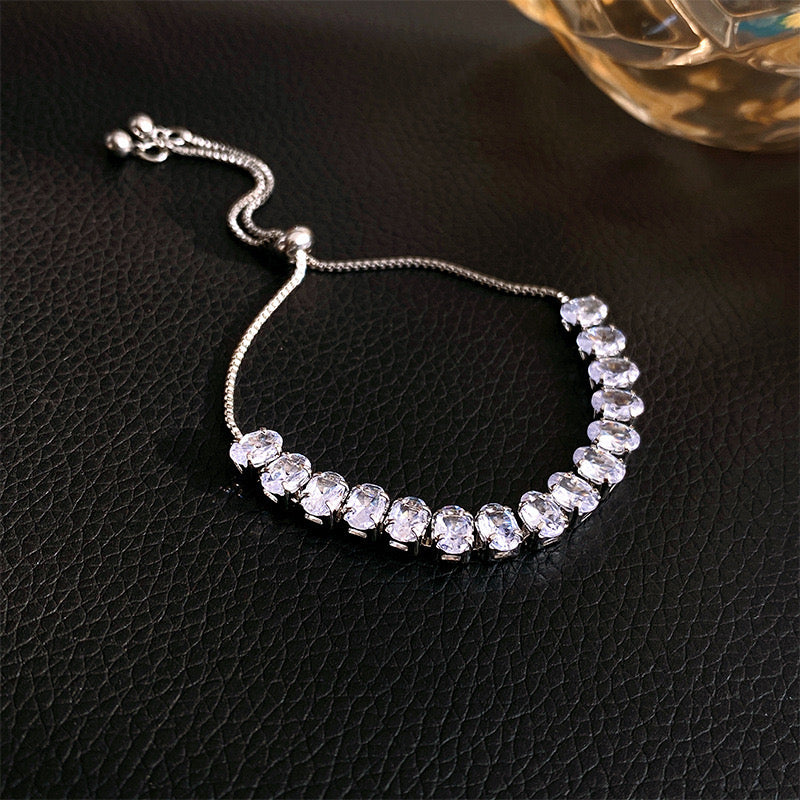 Oval Cubic Zircona Rhinestone Bracelet