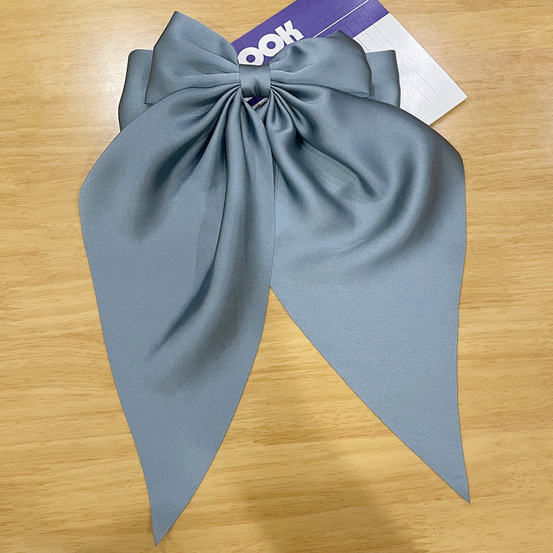 Large long Satin Bow Ribbon Hair Clip