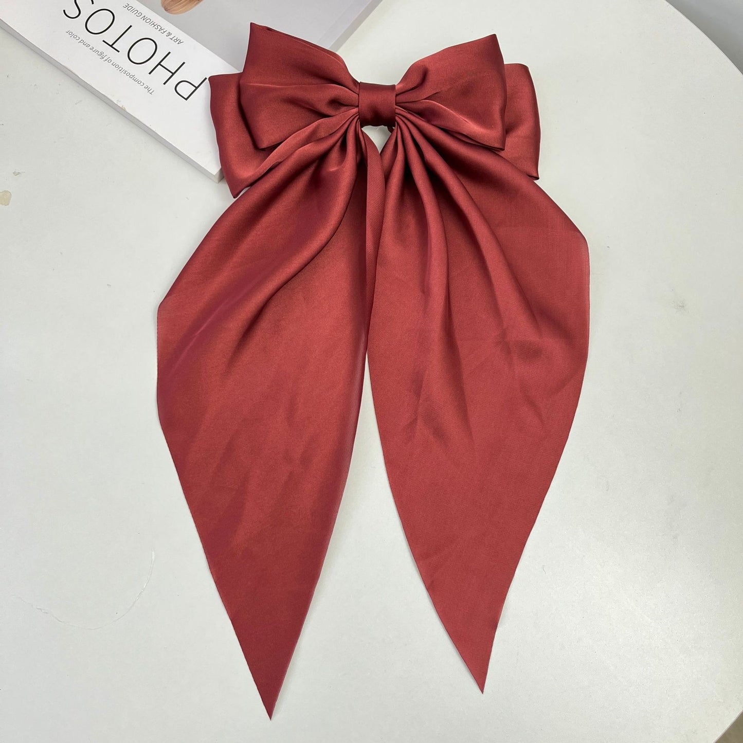 Large long Satin Bow Ribbon Hair Clip