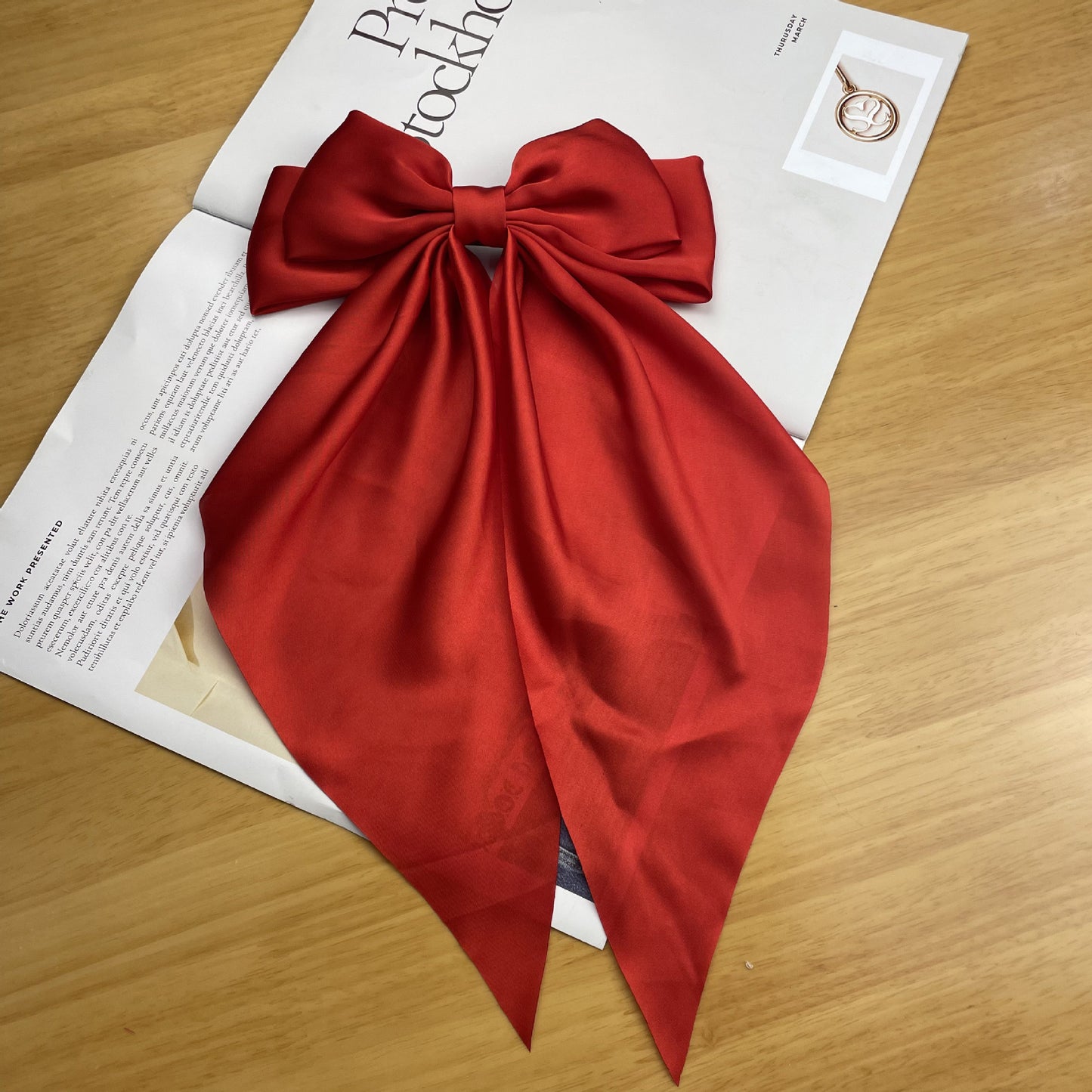 Large long Satin Bow Ribbon Hair Clip