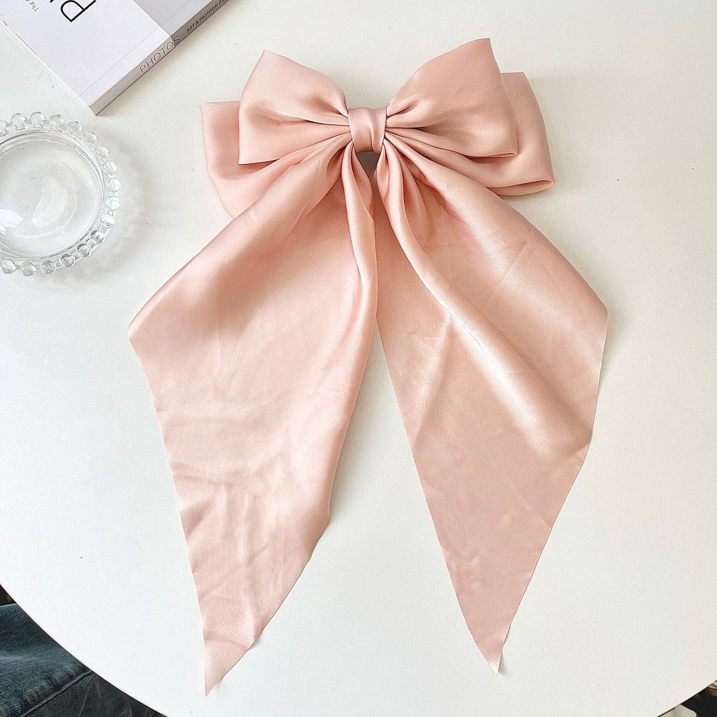 Large long Satin Bow Ribbon Hair Clip