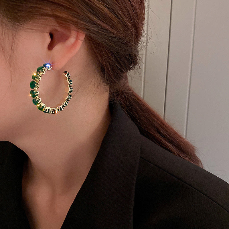 Round Hoops Crystal Rhinestone Earrings