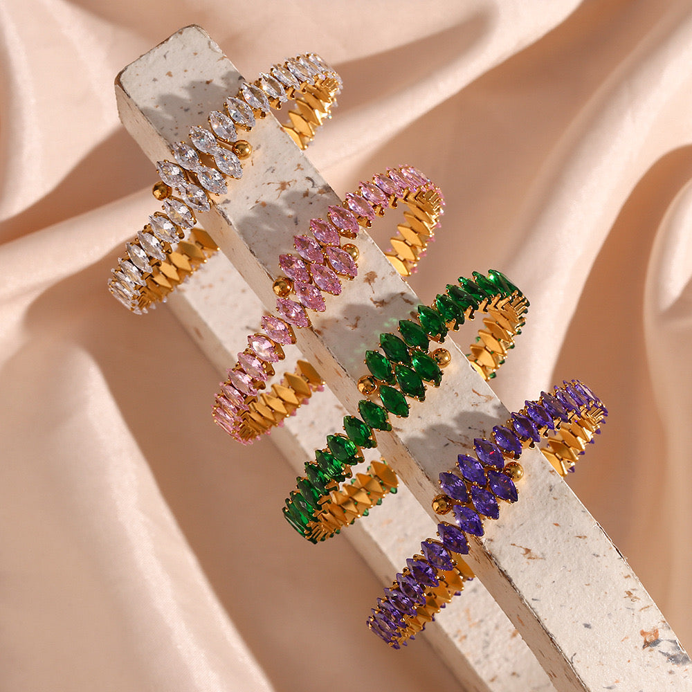 Cubic Zirconia Adjustable Cuff Bracelet